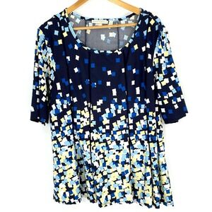 Maria Gabrielle Shirt Womens 2X Multicolor Tunic Plus Size Stretchy Flare Top